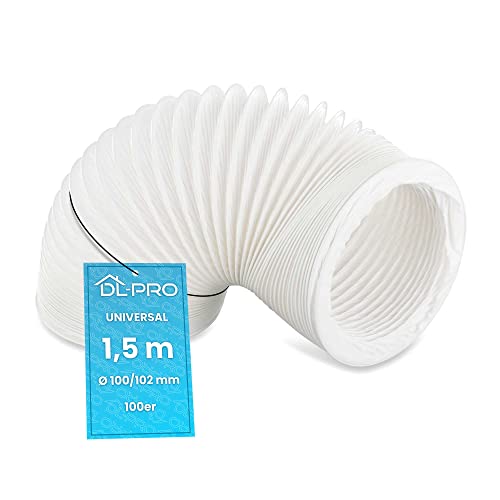 DL-pro 1,5m Tubo flexible para salida de aire Ø 100 / 102mm para aire acondicionado,secadora de ropa y campana extractora de cocina