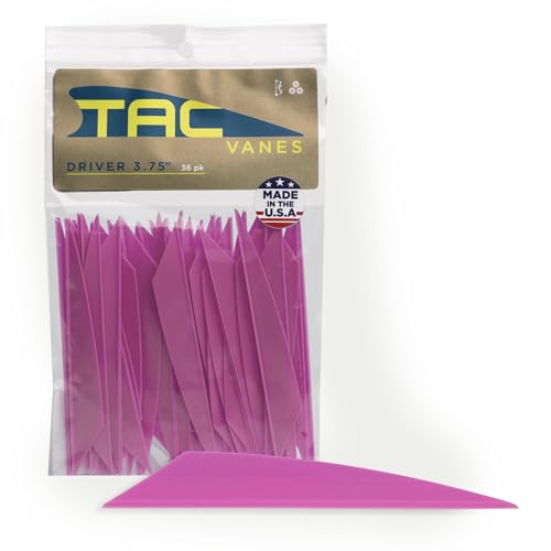 TAC Vanes Driver Hybrid Vanes, Archery & Bow Hunting, 36 Pack, 3.75" Pink