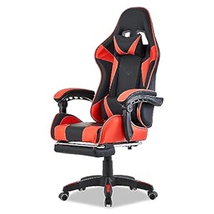 Walden Gaming stoel bureaustoel ergonomische kantoorstoel bureaustoelen gaming stoel rugleuning zithoogte verstelbaar draaistoel racing office computer ergonomische video game stoel (rood)