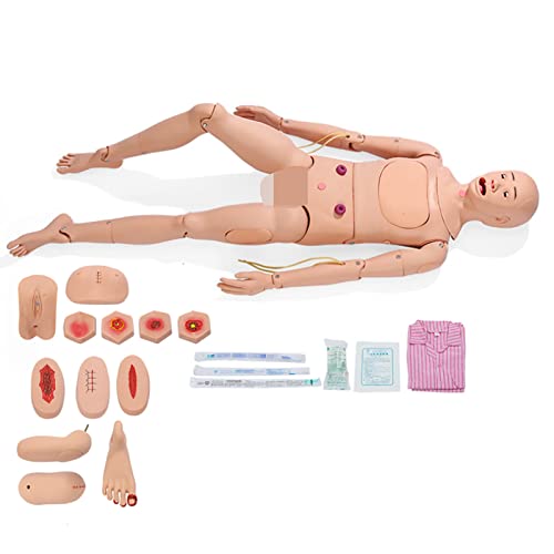 GLIVANTA Mannequin de Formation gériatrique Modèle de Formation en Soins Infirmiers,avec Module traumatologie et modules escarres,pour l'outil d'enseignement des Sciences médicales,Male Cover