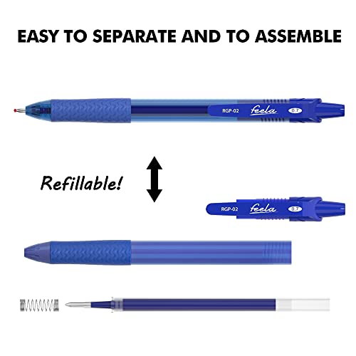 Feela 30 Pack Retractable Blue Ink Gel Pens Set Medium Point 15 Piece Fine Point Gel Pen With 15 Refills For Smooth Writing #TOP2