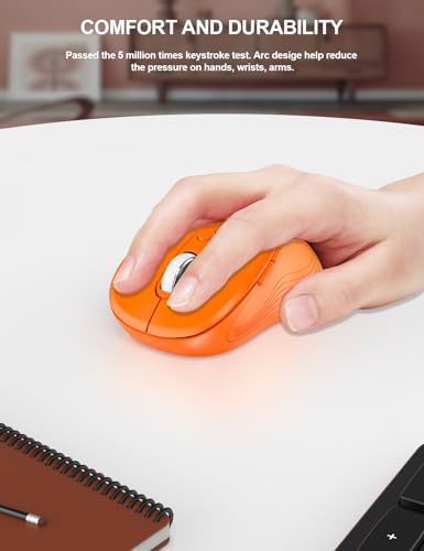 Image of Trueque Wireless Mouse for Laptop, Ergonomic 6-Button Mouse, Orange | 2.4GHz USB receiver, back /forward buttons, 3 adjustable DPI levels, silent clicks, USB-C adapter, Windows /Mac /Chrome OS /Linux