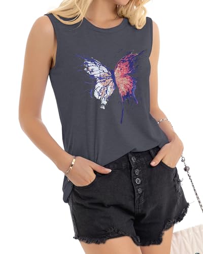 Image of Womens Tank Tops Summer Casual Sleeveless Top Loose Fit Basic Tunic Shirts