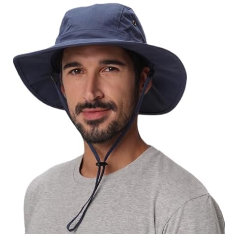 Home Prefer UPF50+ Mens Sun Hat Wide Brim Sun Protection Hat Summer Fishing Hat Navy Blue Cover