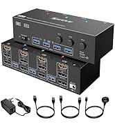 KVM Switch 3 Computer 3 Monitore, HDMI + DisplayPort USB 3.0 KVM Umschalter, 8K@30Hz/4k@144Hz Dre...