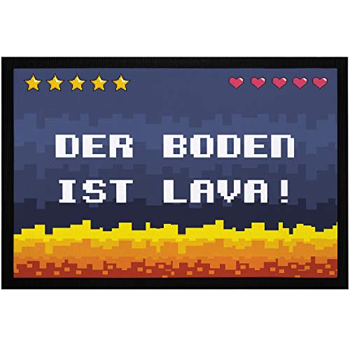 MoonWorks® Fußmatte mit Spruch Der Boden ist Lava Kinderspiel Videogame rutschfest & waschbar...