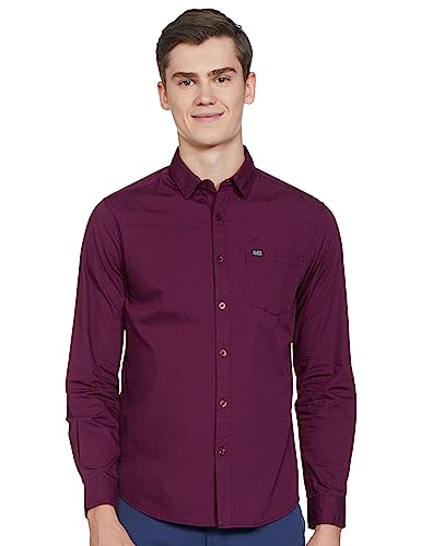 Image of The Indian Garage Co Men Slim Fit Solid Full Sleeves Cutaway Collar Casual Shirt