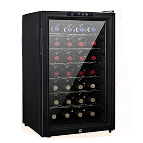 Design Weinkühlschrank für bis zu 28 Flaschen, Zwei Temperaturzonen 12-18°C, Getränkekühlschrank Freistehend, Seitliche Griffmulde Touch