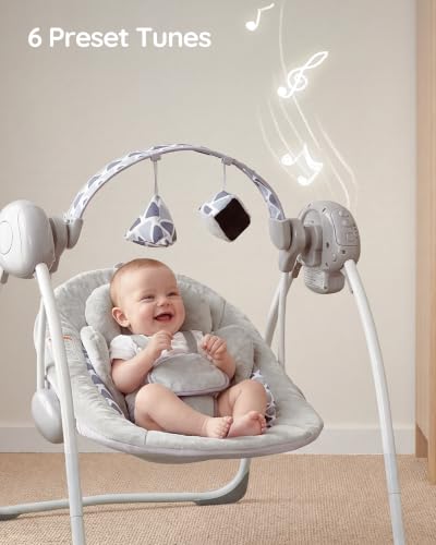 Image of AskCat Portable Baby Swing,Baby Swings for Infants, Baby Swing Seat Folds Easy with Adaptable Speed, Music,Timer,Baby Swing for Newborn,Infant Swing for Babies 0-6 Months 6-20 lbs Grey