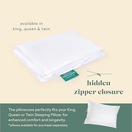 Image of ComfyDown Pillowcase for Queen Size Pillow Breathable, 100% Cotton, 400-Thread Count, Zipper Closure - Made in USA (Queen)