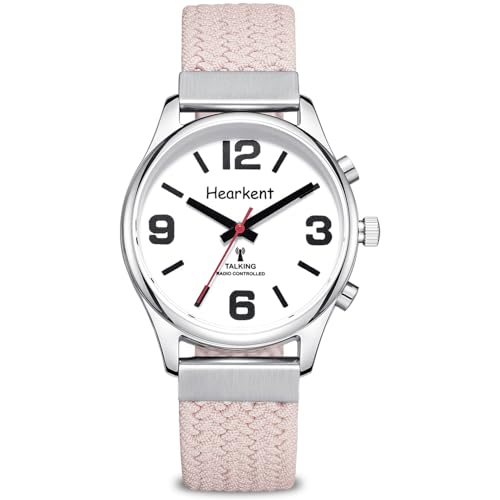 Hearkent Talking Watch for Visually Impaired and Seniors Large Numbers Voice Speak Watch for Blind and Elderly with Clear American Accent(Pink)