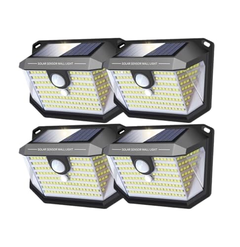 Luces Solares Exterior Luces Solares For Exteriores Con 178 LED, Luz De Seguridad Sensor Movimiento For Jardín Iluminacion Jardin Decorativas(4 pack)