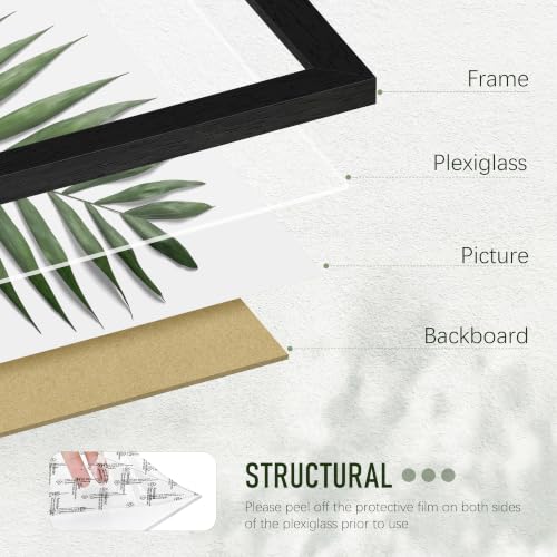 Image of 8x10 Picture Frame Set of 4, Solid Wood Frames, Black Woodgrain | Tabletop Display 8x10 Photos without Mat, Horizontal or Vertical Wall Mounting Poster Frame