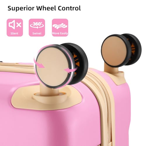 Image of LARVENDER Carry On Luggage 22x14x9 Airline Approved with Spinner Wheels, Expandable 20 Inch Luggage with TSA Lock, Hard Shell Carry On Suitcases for Women Men, Berry