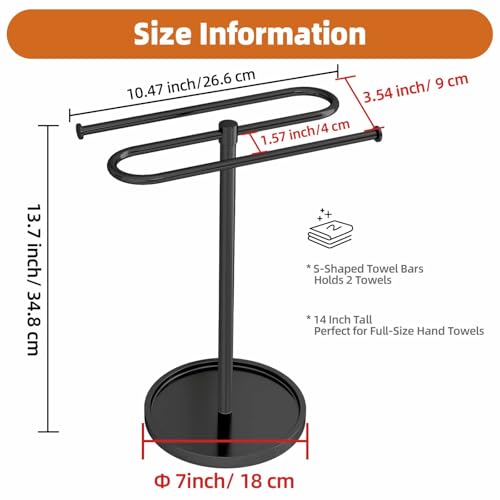 Foto de Toallero de acero inoxidable para encimera de baño, barra de toalla de pie en forma de S con capacidad para 2 toallas para encimera de cocina, color negro (imagen 7)
