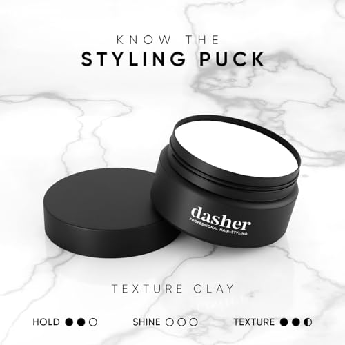 Image of Dasher Texture Clay For Men's Hair (100g), Medium Hold & Matte Finish Puck, Easy To Apply, Flexible Hold & Water-Based, With Vitamin E & Biotin