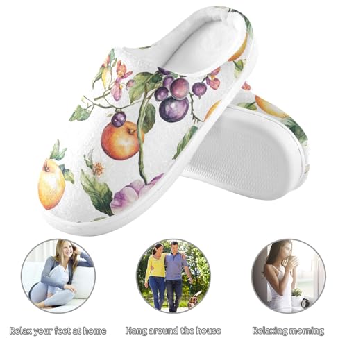 JUNZAN Melicoccus Bijugatus Fruit White Mens Home Cotton Slipper Wide Memory Foam Bedroom Shoes for Bedroom Funny Presents 6-73