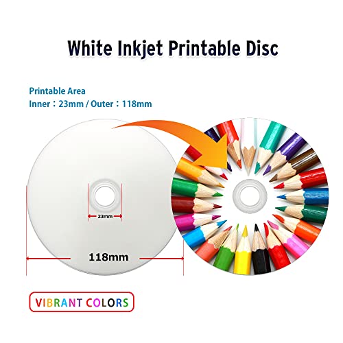 Image of DVD+R 4.7GB 16X White Inkjet Printable Blank DVDs - 100pk Cake Box (FFP), Writable DVD Discs, Recordable DVD+R Discs, 100 Discs