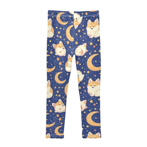 Wusikd Cute Dog Butt Stars Girls' Leggings Toddler Doodles Blue Night Sky Kids Yoga Pants Dance Active Tights 4T2