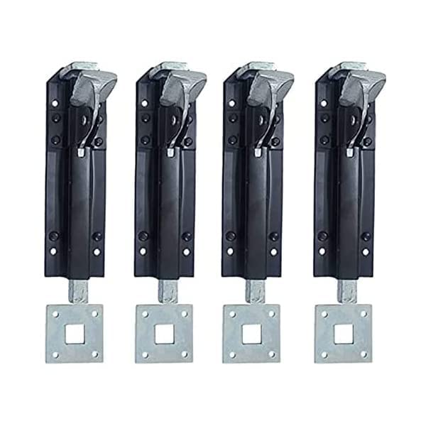 Adonai Hardware 7.50" "Dionysius" Heavy Duty Wrought Cast Iron Foot Bolts Latches (4, Black Powder Coated) for Vintage Wooden Barn Doors, Gates,