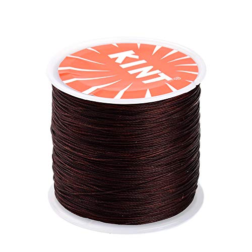 Cheriswelry 0.5mm Round Waxed Polyester Cords Braided Threads 116 Yards Beading String Rope with Spool for Jewellery Making Macrame Crafting, SaddleBrown