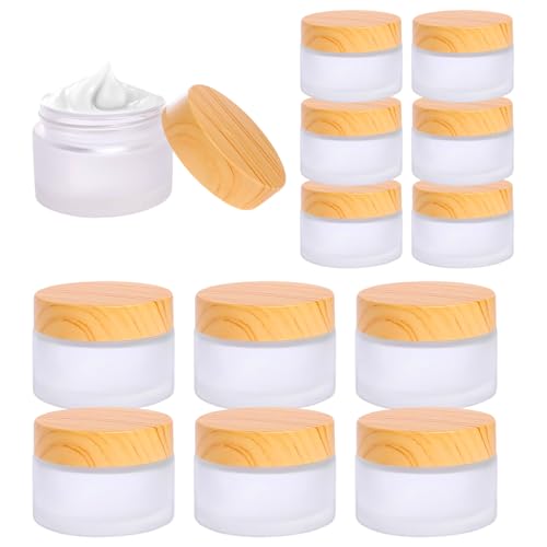 12 Piezas 20ml/30ml Envases Cosmético Vacías, Frasco Crema Cara Vidrio con Tapón Rosca Lata & Forros Interiores, Tarros Cremas Esmerilado Viaje para Cosméticos, Aceites, Loción, Polvo, Maquillaje