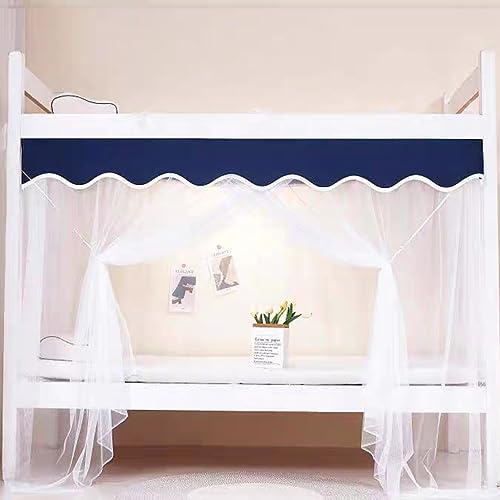 Zanzariera a castello per dormitorio per studenti con 4 angoli e copertura antipolvere superiore, tende per letto per studenti, baldacchino per letto per studenti, dormitorio per studenti, scuola, c