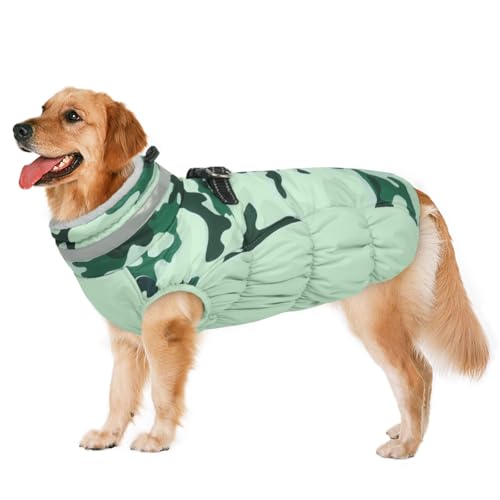 Image of Lelepet Warm Dog Winter Coat Dog Coats for Extra Large Dogs Waterproof Dogs Jacket with Harness Built in Reflective Cold Weather Coats Windproof Zip-Up Winter Fleece Vest Snowsuit Great Dane 3XL