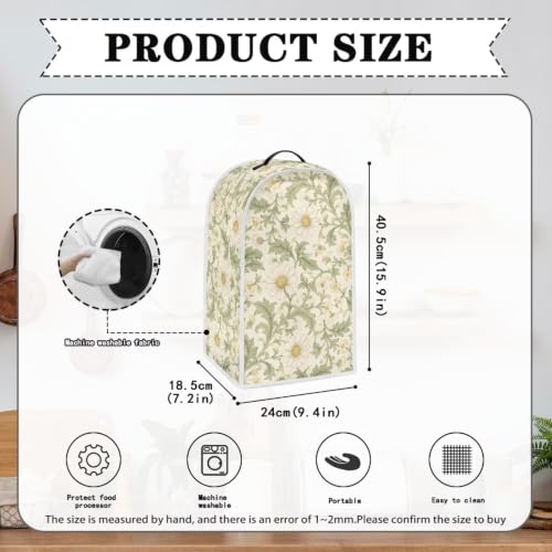 Image of Talayituse White Daisy Floral Print Blender Dust Cover, Fingerprint Protection Cover for Stand Mixer or Coffee Machine, Home Kitchen Appliance Covers for Stain Dust Resistant Supplies
