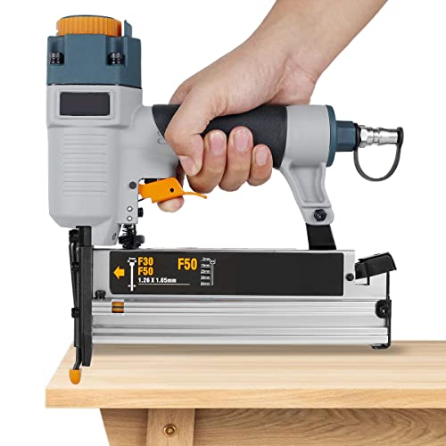 QENWKXZ Air Nailer Carpenter Pneumatic Nail Tool T50 F50 440K 16Ga/18Ga Air Brads Nailer Nail Depth Adjustment Ergonomic and Lightweight Air Nailer for Woodworking Fence Floor Furniture