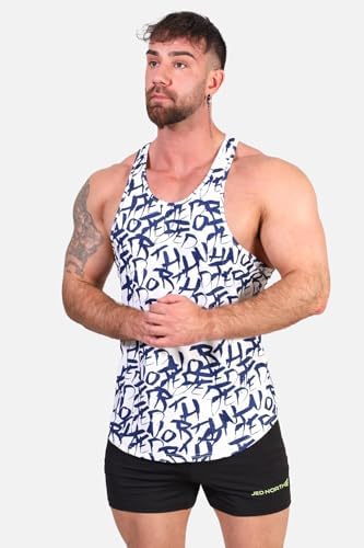Jed North Men's Graphic Bodybuilding Tank Tops Gym Stringers Racerback,WhiteGraffiti,Large - 5