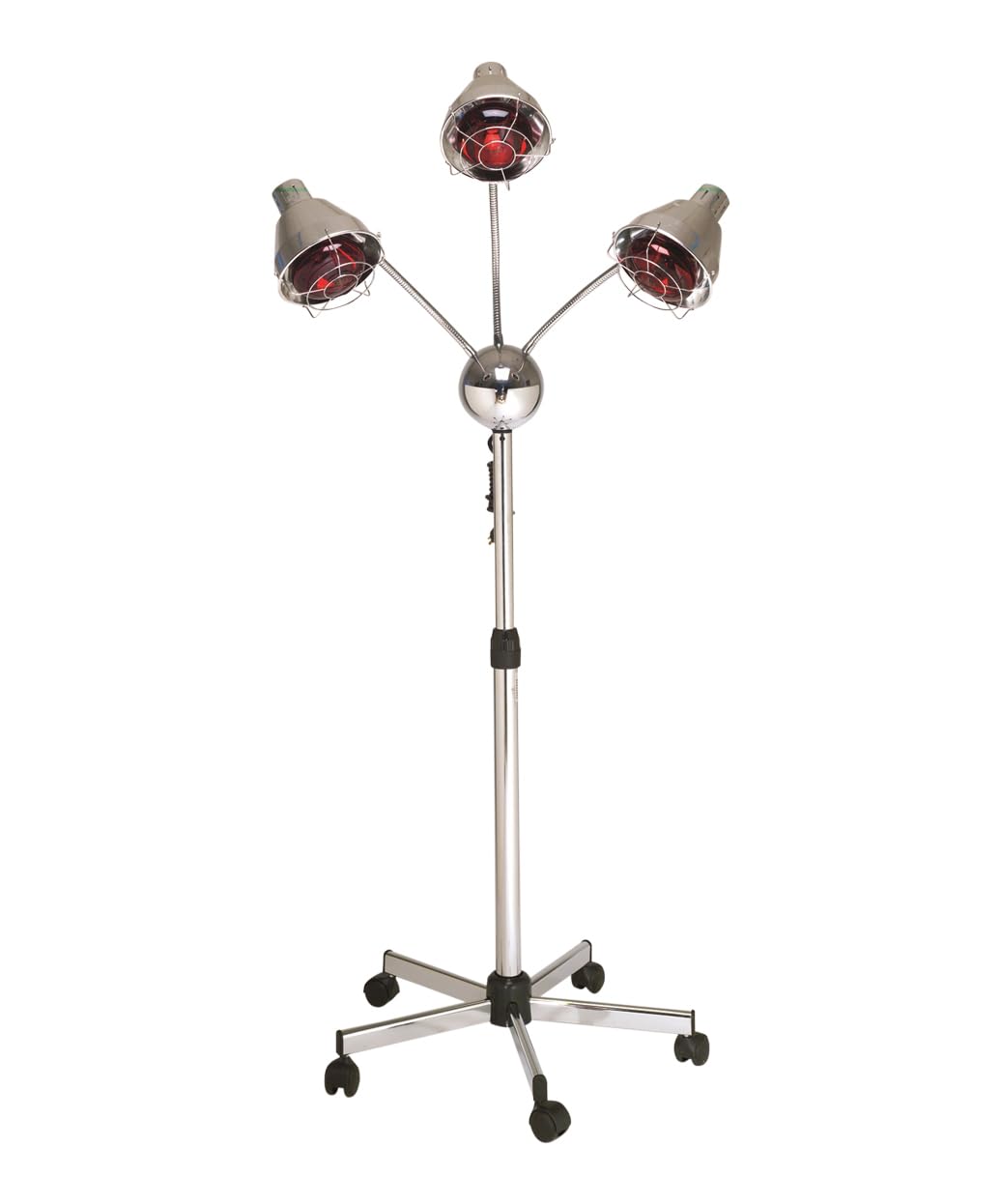 Pibbs TL931 Infrared Hair Color Processing Lamp - 3 Head Adjustable Infrared Dryer with Flexible Chrome Arms, 750W Heat Output, Deluxe