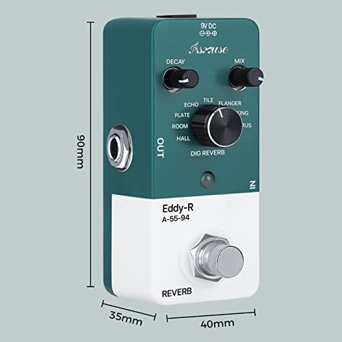 Reverb Guitar Pedal, Asmuse Mini Guitar Effects Pedal With 9 Modes, Suitable For Electric Guitar And Bass, True Bypass Bypass #TOP6