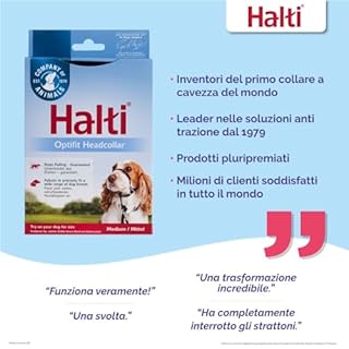 Collare a cavezza HALTI Optifit - Per impedire che il cane tiri il guinzaglio, regolabile con fascia per il muso imbottita. Collare anti-trazione per l’addestramento di cani di taglia media (Taglia M)