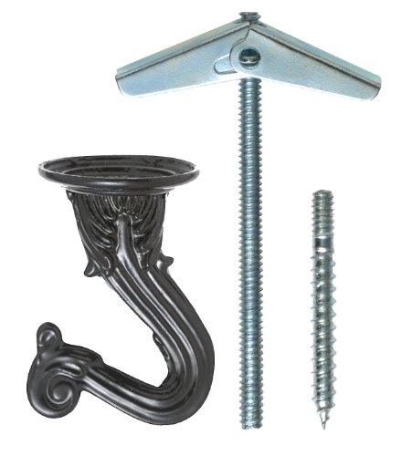 OOK 50343 Swag Hooks with Hardware, Black, 2-Count