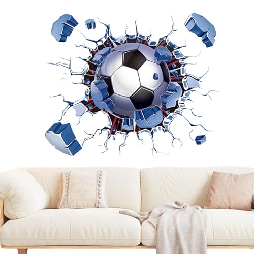 Calcomanías de pared con pelotas deportivas, 3D visual Break Through The Wall Billiard, Baloncesto, fútbol, decoración de baloncesto, decoración de fútbol, calcomanías autoadhesivas para habitación de