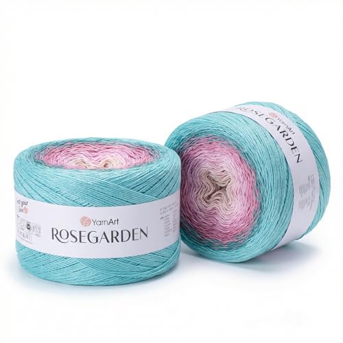 Image of Yarn Art Flowers Rosegarden 100% Cotton 250gr 8.80 oz 1094yds Multicolor Cotton Yarn Rainbow Crochet Yarn Spring Summer (335)