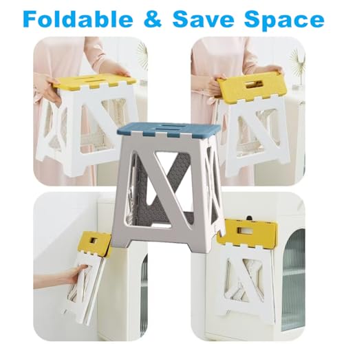 image for GOYUWEN Foldable Bath Shower Safety Chair Seat Blue, Foldable and Anti