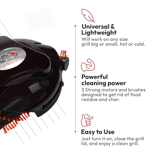 Grillbot Automatic Grill Cleaning Robot with Nylon Brushes, BBQ Grill Cleaner, Grill Brush, Grill Scraper, BBQ Accessories (Black Grillbot + Carry Case)