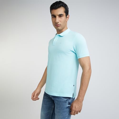 Image of Parx Men Regular Fit Solid Pattern Cotton Polyester Blend Half Sleeve Polo Neck Casual T-Shirt