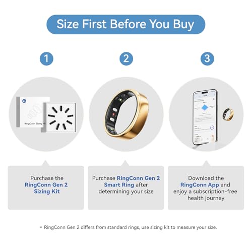 Image of RingConn Gen 2, World's First Smart Ring with Sleep Apnea Monitoring, No APP Subscription, 12-Day Battery Life, Stress /Heart Rate /Women's Health Tracker, Android & iOS Compatible (Rose Gold, Size 6)