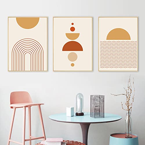 Affiche géométrique bohème Sun Sea Rainbow : lot de 3 toiles poétiques 60x90cm