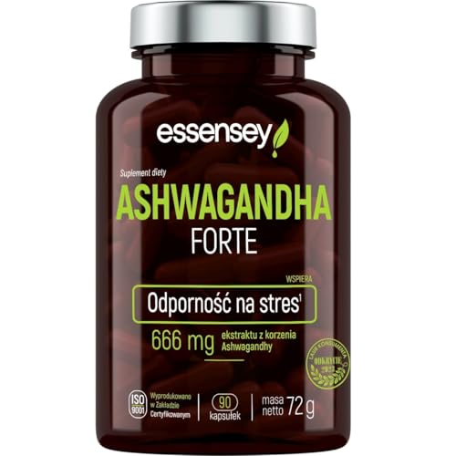 ESSENSEY - ASHWAGANDHA I 666mg I 90 Kapsułek I 10 mg witanolidów I Dla wegetarian I Łatwe do połknięcia I Kapsułka z celulozy