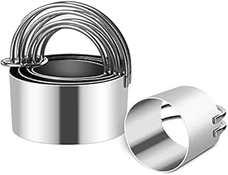Circle Biscuit Cutter,Professional Stainless Steel Round Cookies Mold Tool with Handle for Baking Pastry Doughnut,Set of 5 Pieces