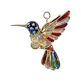 250th Anniversary Patriotic Ornaments, Hummingbird, Butterfly and Bell Stained Glass Style Ornament, Red White and Blue 4th of July Decor (Hummingbird, One Siz)