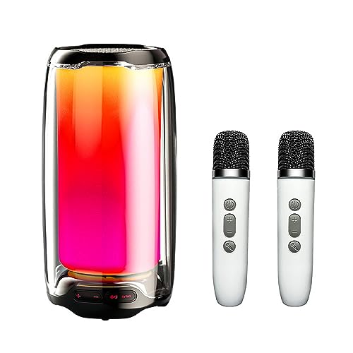Btuty BT Karaoke Speaker with Dynamic Bass 6-Mode LED Lights Color Changing Support Voice Control Surround Stereo Sound Playing Included Microphone for Entertainment Party Camping
