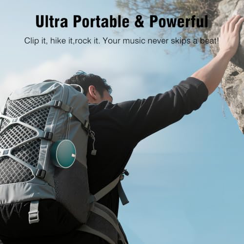 Image of INSMY Portable IPX7 Waterproof Bluetooth Speaker, Wireless Outdoor Speaker Shower Speaker, with HD Sound, Support TF Card, Suction Cup, 12H Playtime, for Kayaking, Boating, Hiking (Teal)