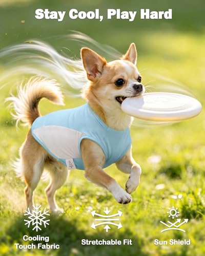 Image of CuteBone Cooling Stretch Sport Dog Tank - Athletic Fan Pet Jersey - Color Block Pet Vest for Small Dogs, Cats