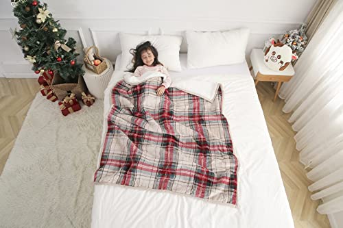 Cottebed Flannel Sherpa Red Plaid Throw Blankets,All Seasons Lightweight Super Soft Cozy Fluffy Fuzzy,Fleece Bedding Blanket For Bed Sofa Couch Living Room Camping Travel(England Red Plaid,50X60) #TOP5