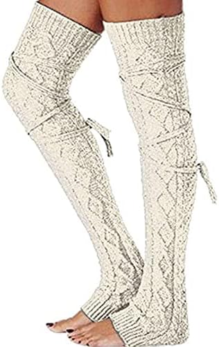 Womens Girls Winter Cable Knit Over Knee Socks Thigh High Long Boot Socks Stocking Leg Warmer
